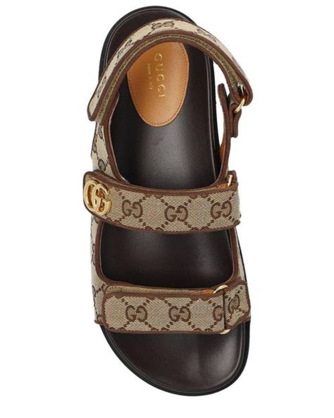 gucci double g monogrammed sandals|Gucci jolie denim flats sandals.